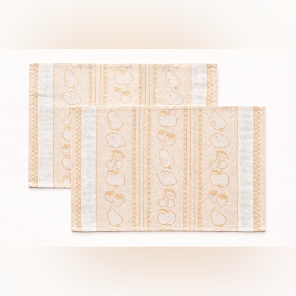 Vintage Zweigart Germany Fruit Jacquard Cotton Placemats, Set of 2